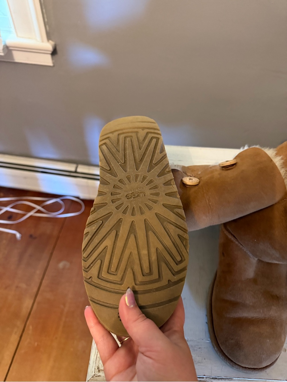 UGG Chestnut Tall Triple Button Sheepskin Boots - Picture 4 of 12